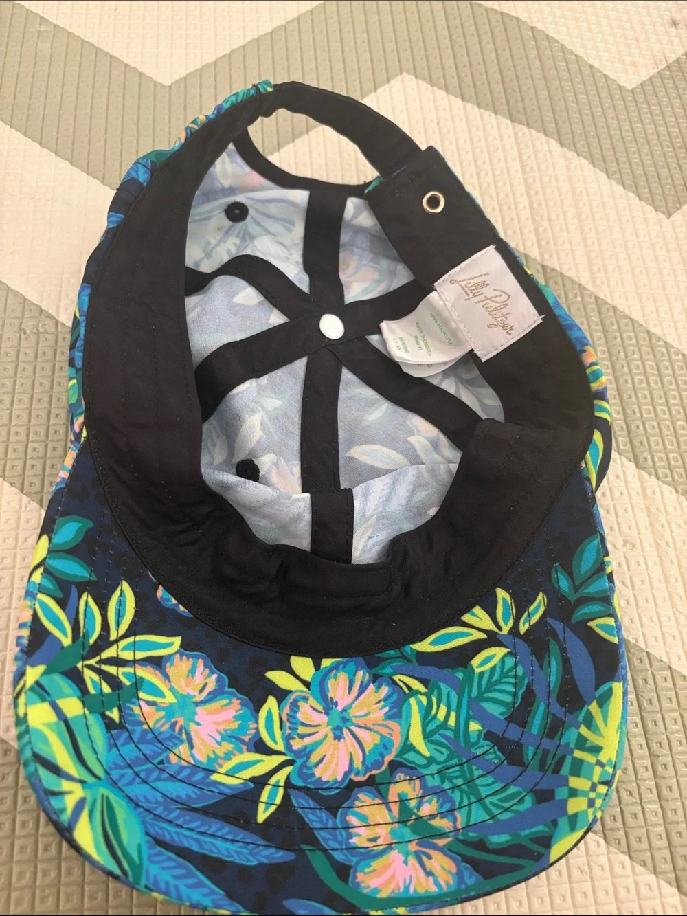 Lilly Pulitzer Navy Tropical Floral Kids Cap with Teal & Lime Accents